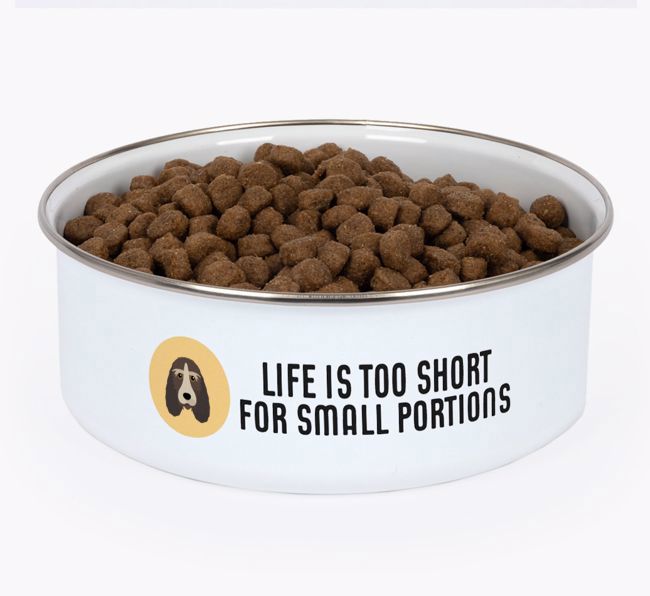 Life Is Too Short: Personalized {breedFullName} Enamel Dog Bowl