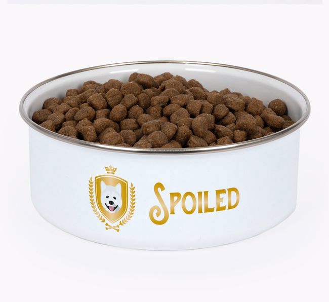 Spoiled: Personalized {breedFullName} Enamel Dog Bowl