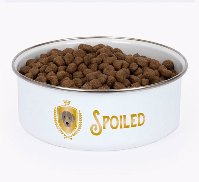 Spoiled: Personalized {breedFullName} Enamel Dog Bowl