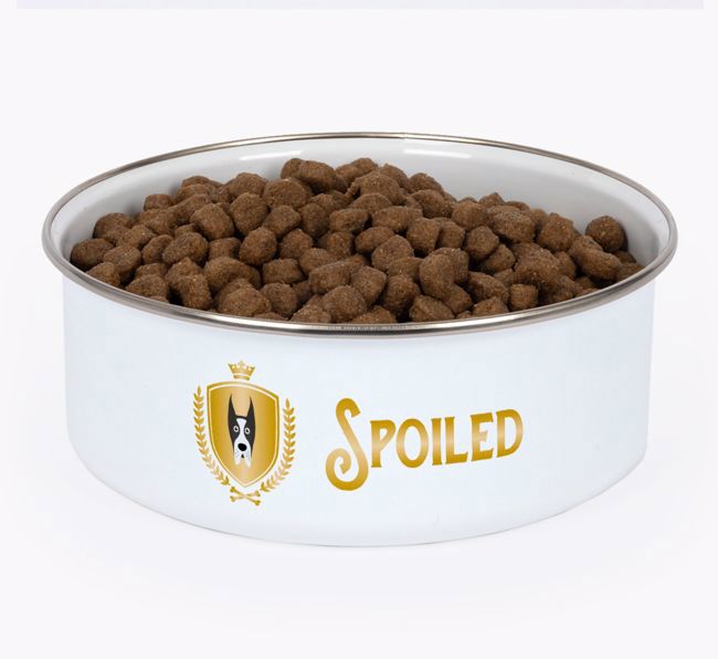 Spoiled: Personalized {breedFullName} Enamel Dog Bowl