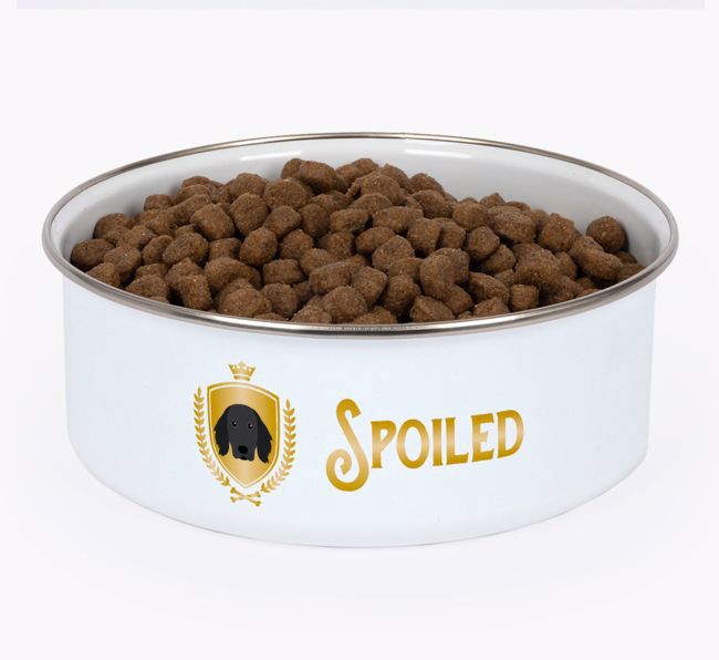 Spoiled: Personalised {breedFullName} Enamel Dog Bowl