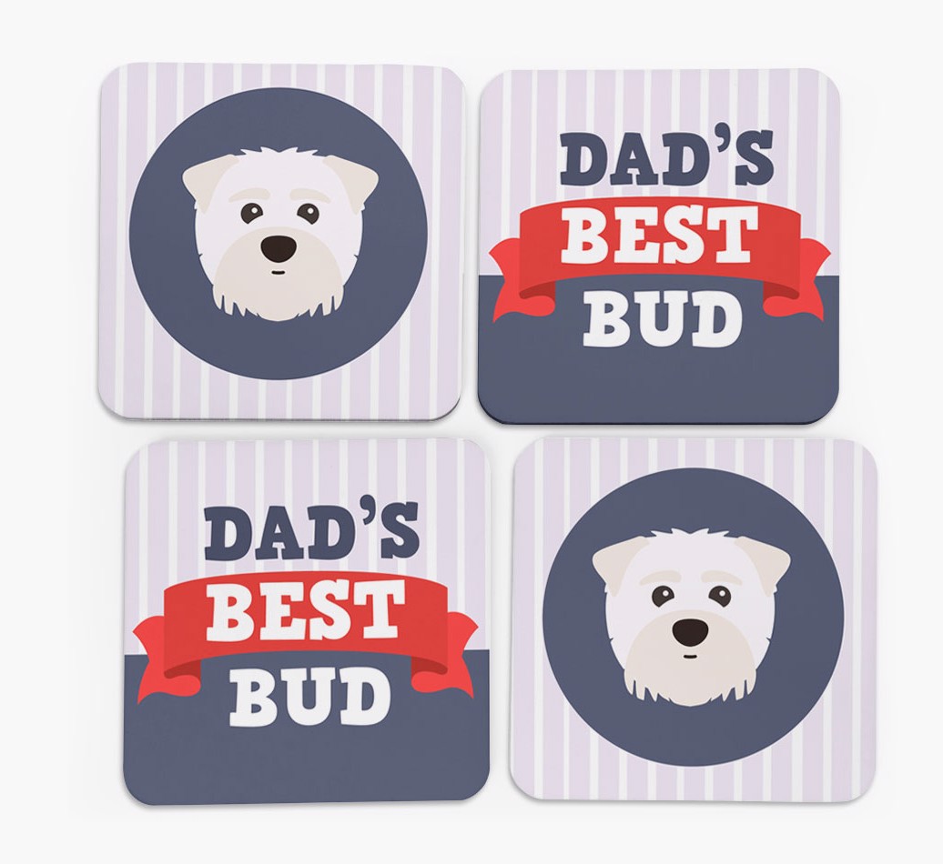 Dad's Best Bud: Personalized {breedFullName} Coasters - front of coasters