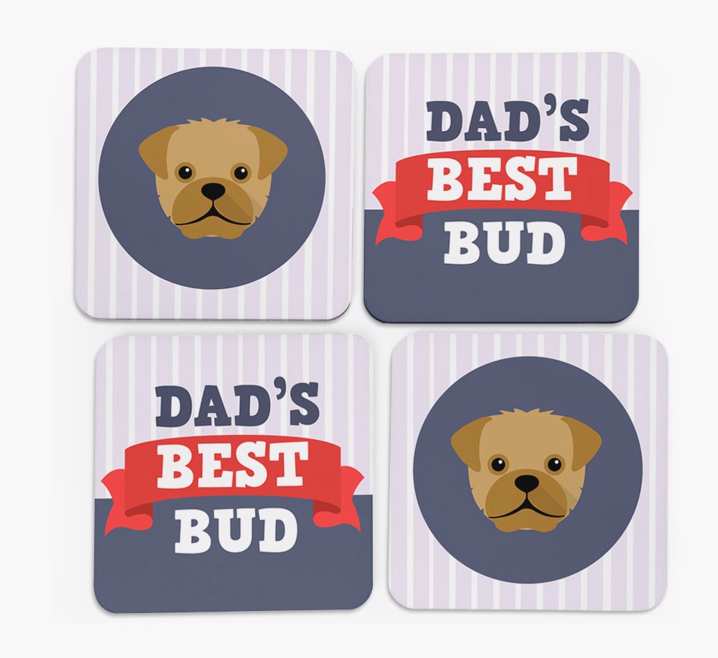 Dad's Best Bud: Personalized {breedFullName} Coasters - front of coasters