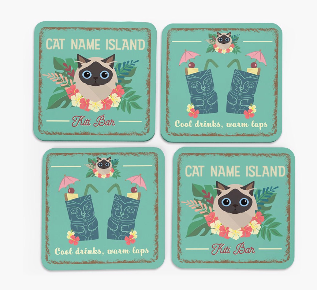 Tiki Bar: Personalised {breedFullName} Coasters - front of coasters