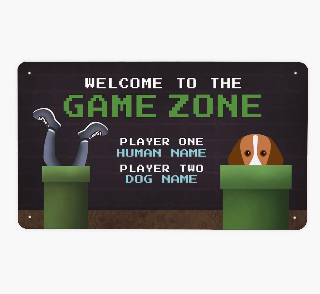 Game Zone: Personalized {breedFullName} Metal Sign