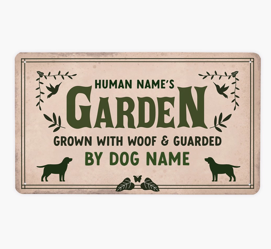 Garden, Grown With Woof: Personalized {breedFullName} Metal Sign