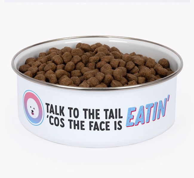 Talk To The Tail: Personalised {breedFullName} Enamel Dog Bowl