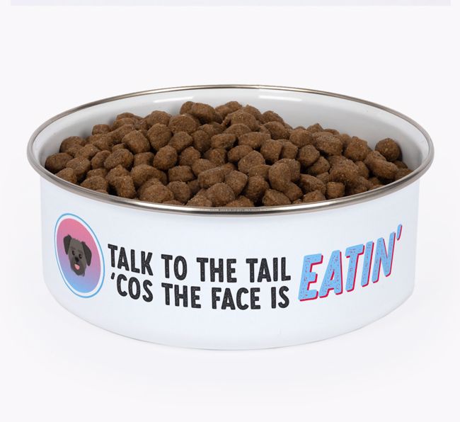 Talk To The Tail: Personalised {breedFullName} Enamel Dog Bowl