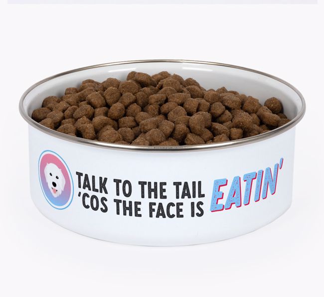 Talk To The Tail: Personalised {breedFullName} Enamel Dog Bowl