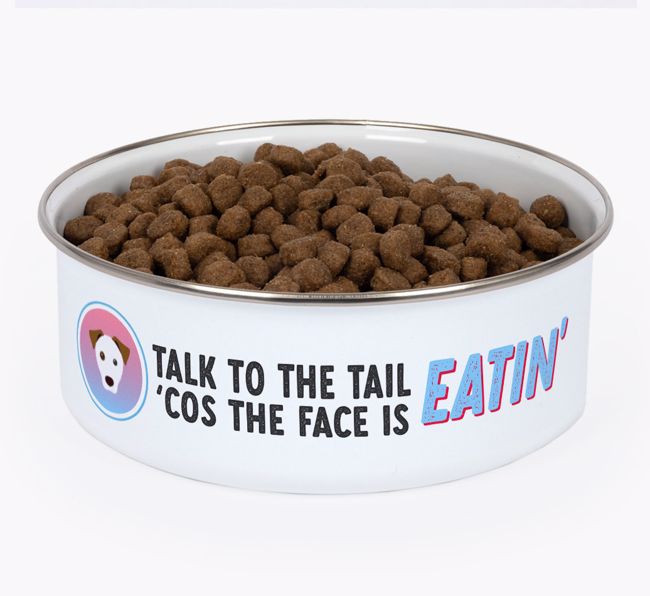 Talk To The Tail: Personalised {breedFullName} Enamel Dog Bowl