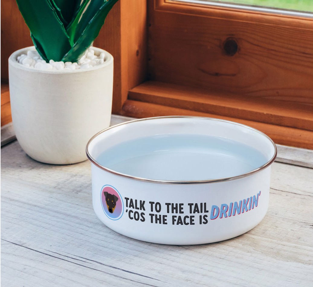 Talk To The Tail: Personalised {breedFullName} Enamel Dog Bowl