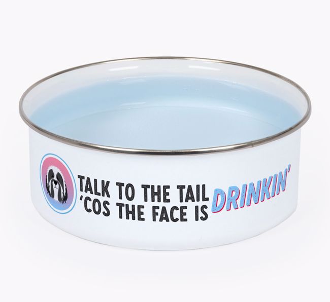 Talk To The Tail: Personalized {breedFullName} Enamel Bowl