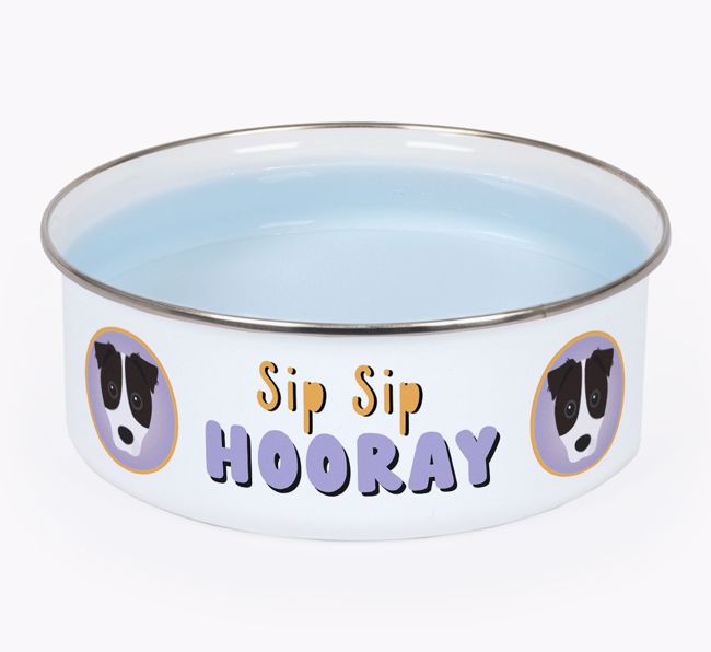 Sip Sip Hooray: Personalised {breedFullName} Enamel Dog Bowl