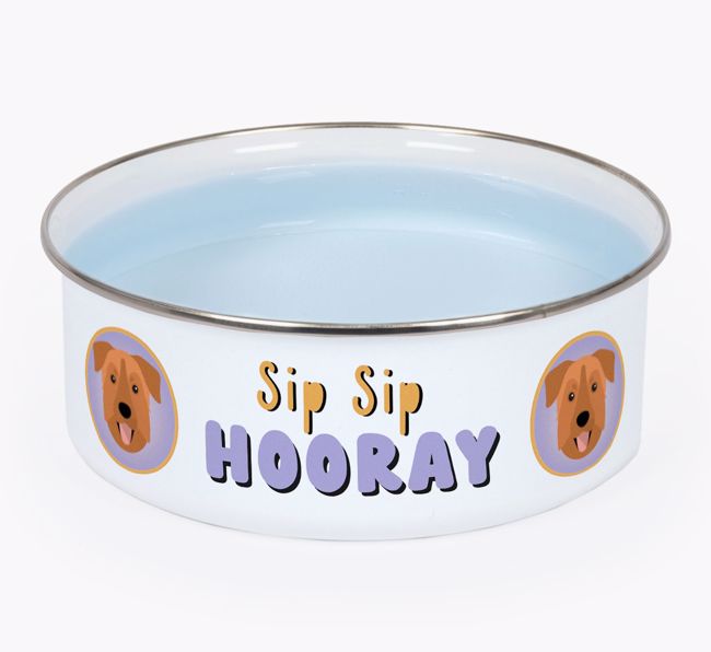 Sip Sip Hooray: Personalized {breedFullName} Enamel Dog Bowl