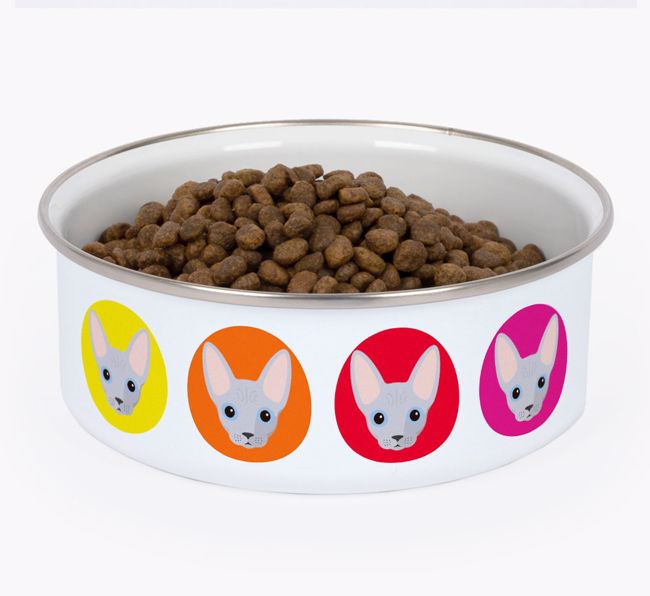 Coloured Icons: Personalised {breedCommonName} Enamel Cat Bowl