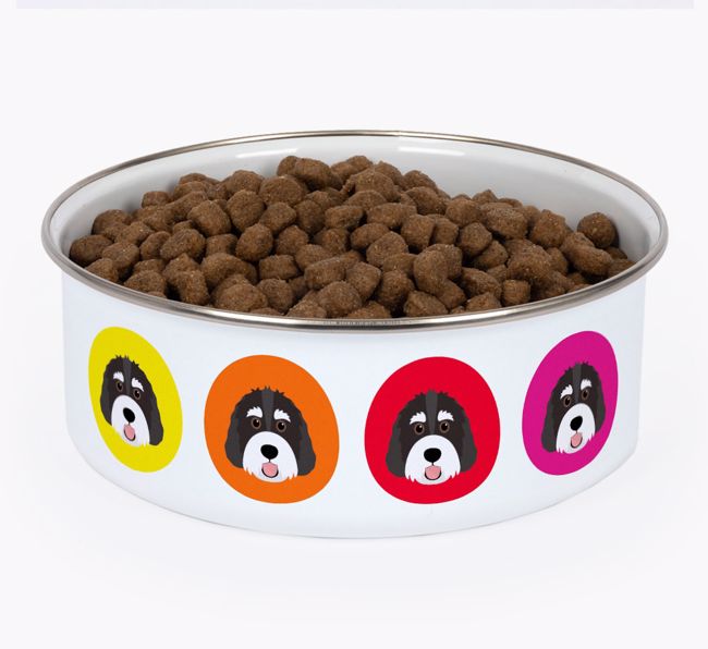 Colourful Icons: Personalised {breedFullName} Enamel Dog Bowl