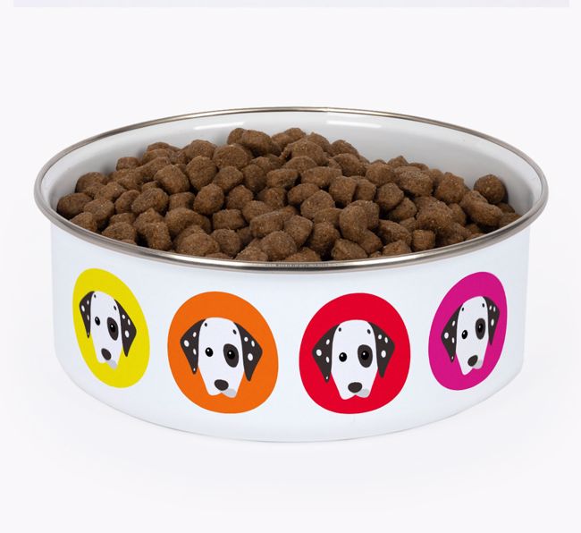 Colourful Icons: Personalised {breedFullName} Enamel Dog Bowl