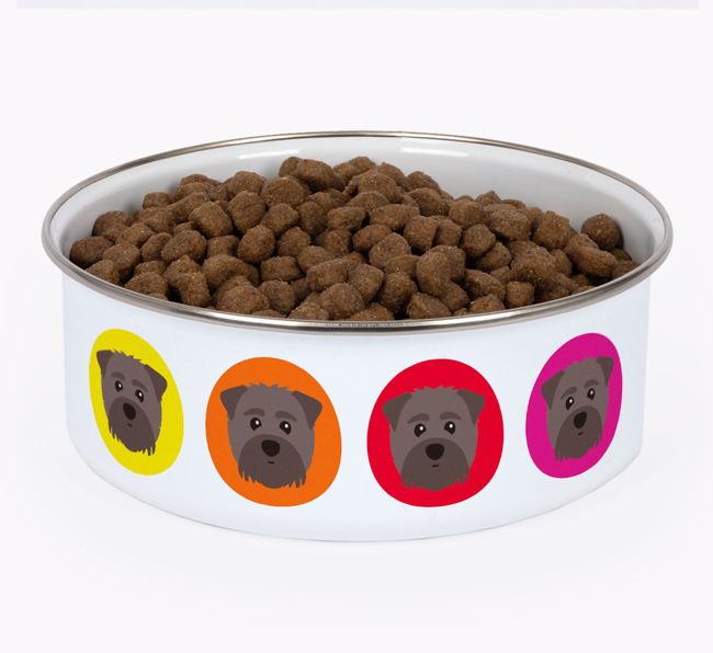 Colorful Icons: Personalized {breedFullName} Enamel Dog Bowl