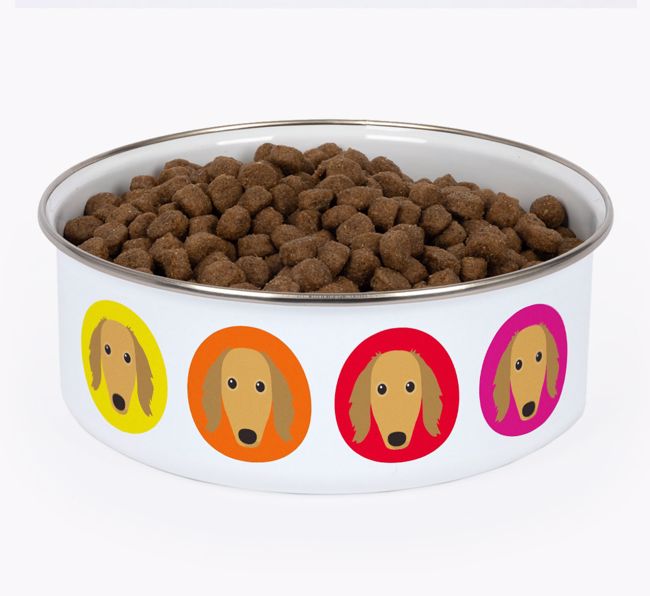 Colourful Icons: Personalised {breedFullName} Enamel Dog Bowl