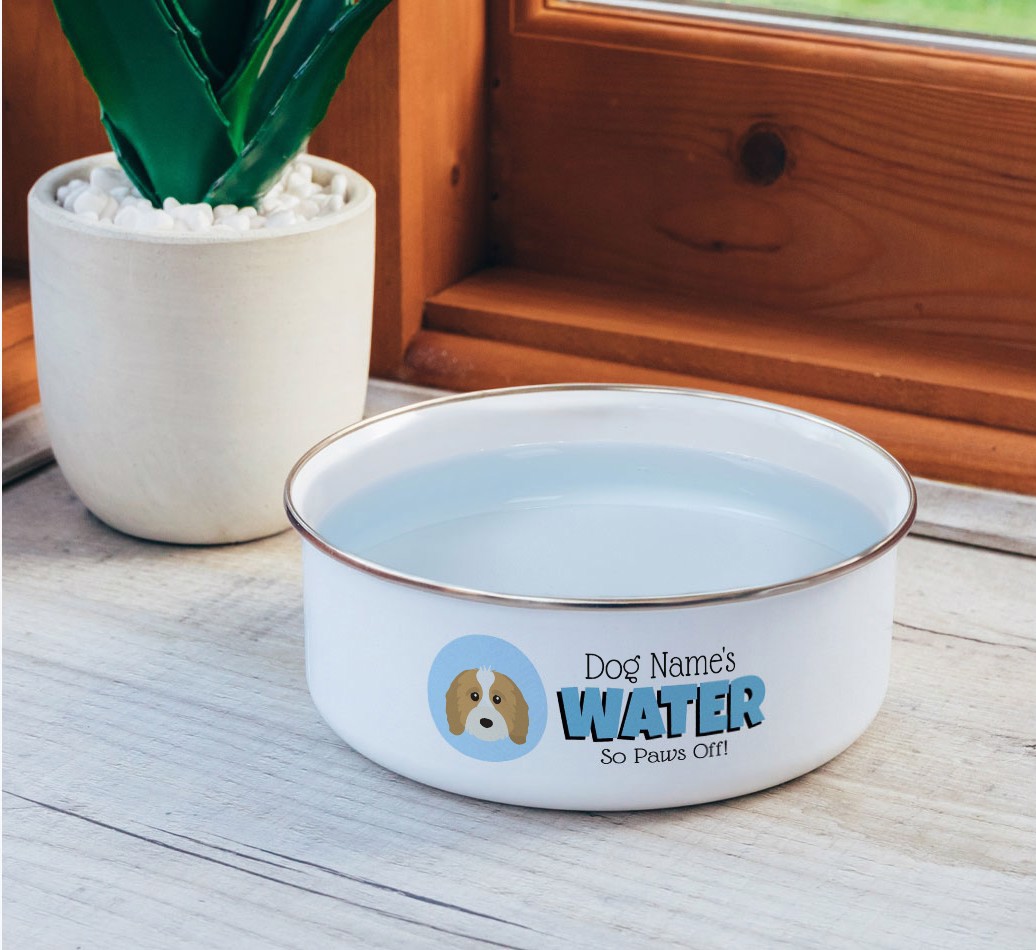 Water, Paws Off: Personalised {breedFullName} Enamel Dog Bowl