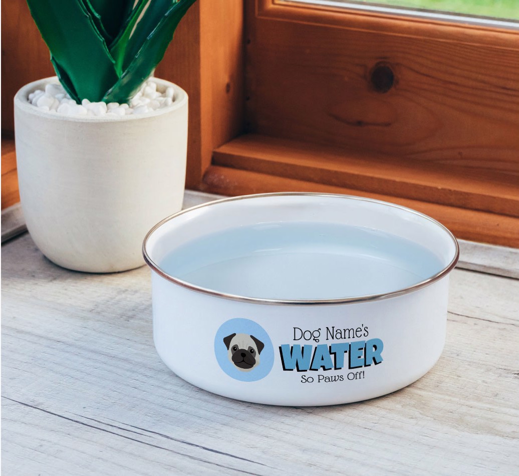 Water, Paws Off: Personalised {breedFullName} Enamel Dog Bowl