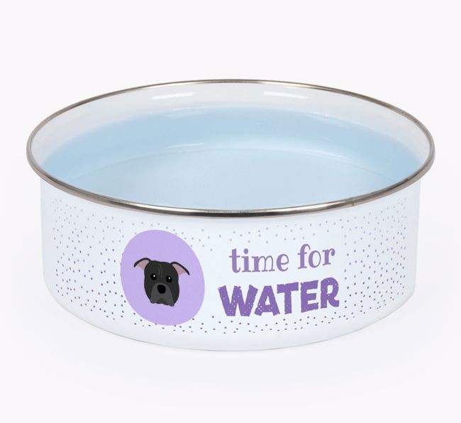 Time For Water: Personalised {breedFullName} Enamel Dog Bowl