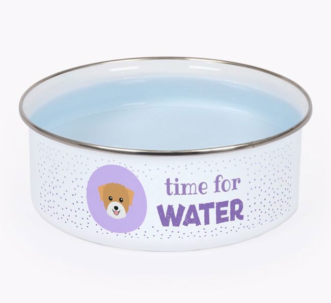 Time For Water: Personalised {breedFullName} Enamel Dog Bowl