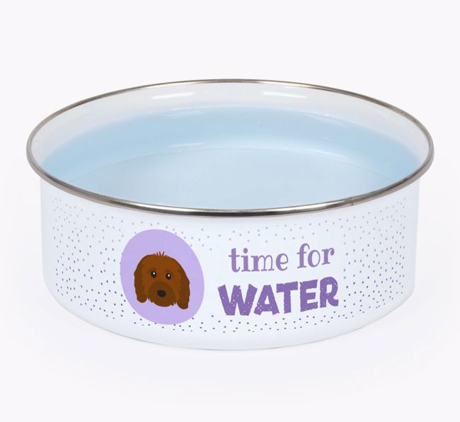 Time For Water: Personalised {breedFullName} Enamel Dog Bowl