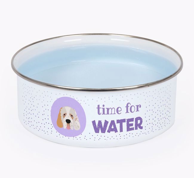 Time For Water: Personalised {breedFullName} Enamel Dog Bowl