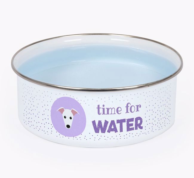 Time For Water: Personalised {breedFullName} Enamel Dog Bowl