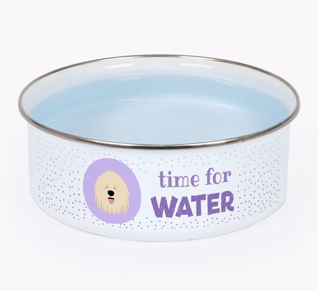 Time For Water: Personalized {breedFullName} Enamel Dog Bowl