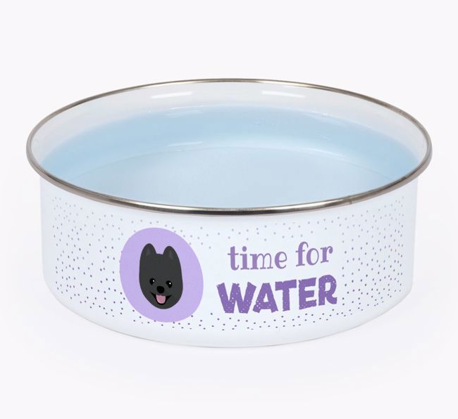 Time For Water: Personalised {breedFullName} Enamel Dog Bowl