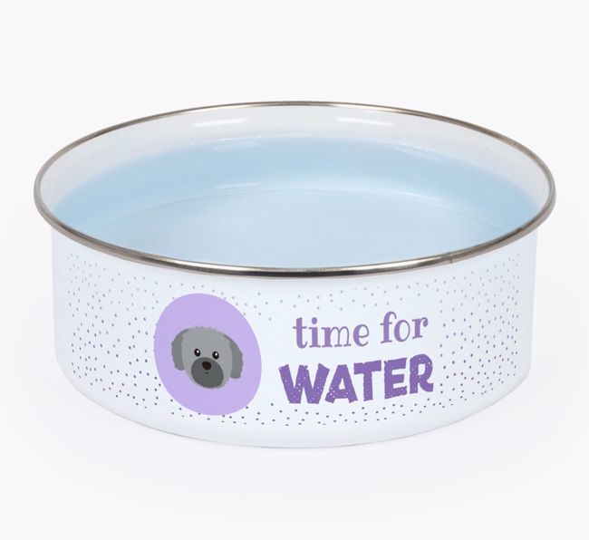 Time For Water: Personalised {breedFullName} Enamel Dog Bowl