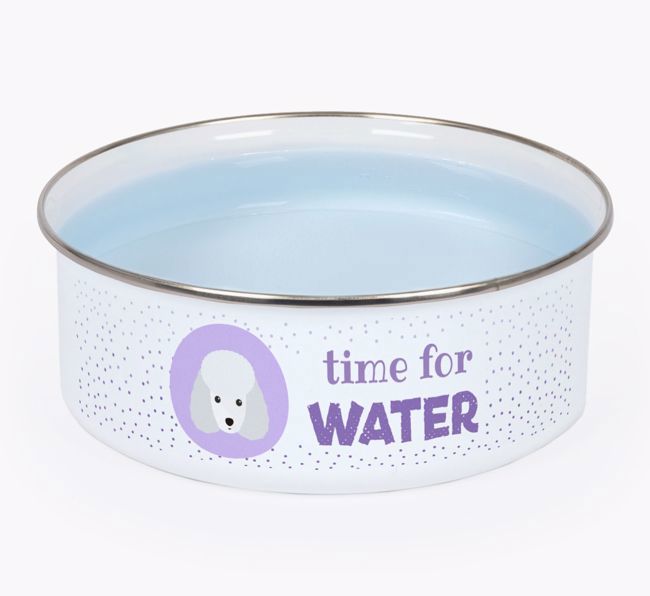 Time For Water: Personalised {breedFullName} Enamel Dog Bowl