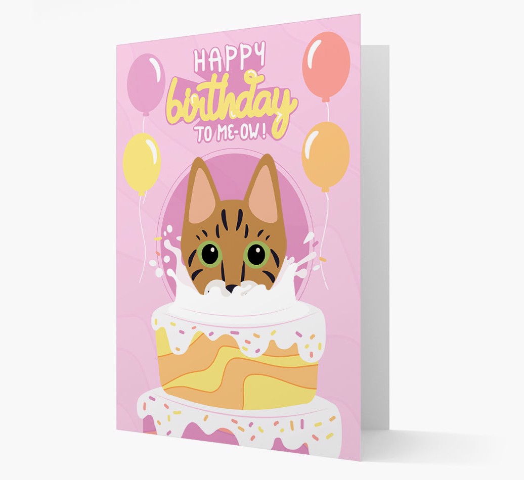 'Happy Brithday To Meow' - Personalised {breedCommonName} Card
