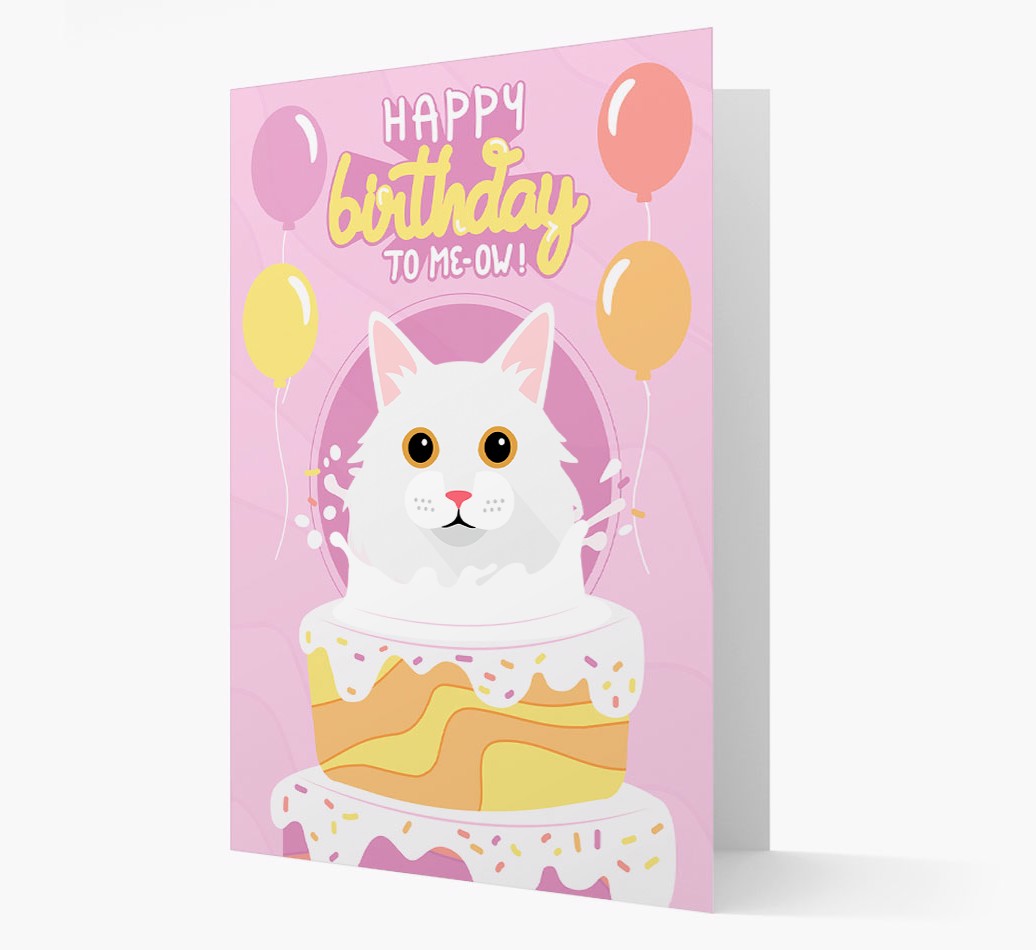 'Happy Brithday To Meow' - Personalised {breedCommonName} Card