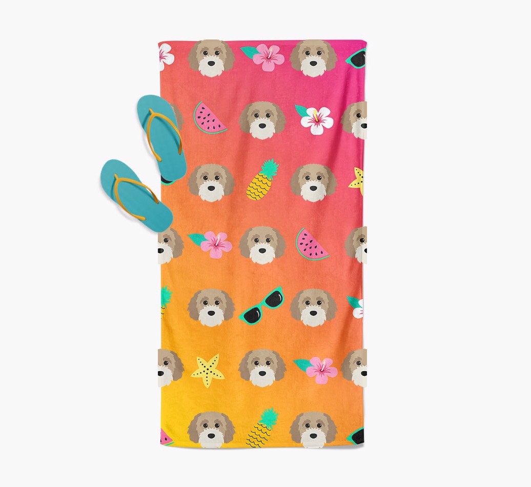 '{breedFullName} Tropical Pattern Beach Towel with slippers