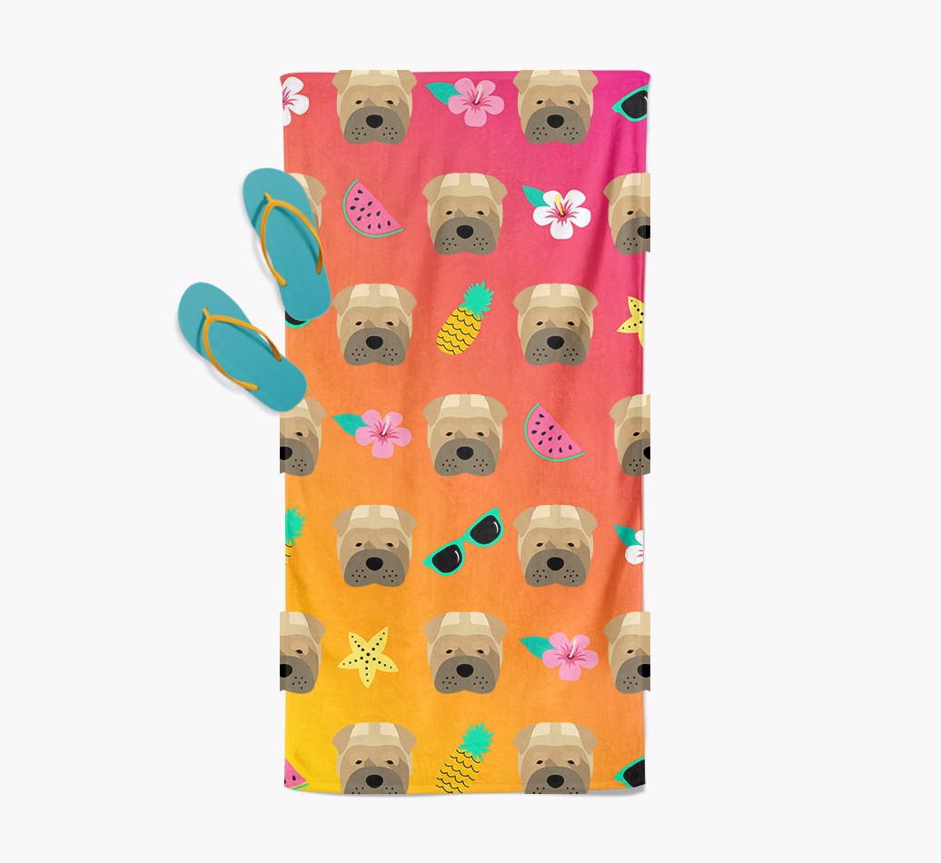 '{breedFullName} Tropical Pattern Beach Towel with slippers