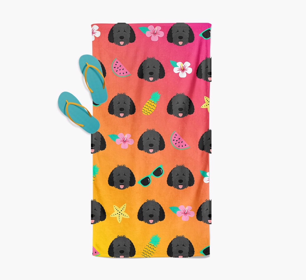 '{breedFullName} Tropical Pattern Beach Towel with slippers