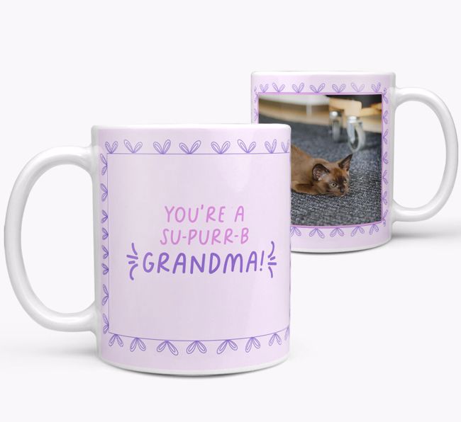 You're A Su-purr-b Grandma: Personalized {breedCommonName} Mug