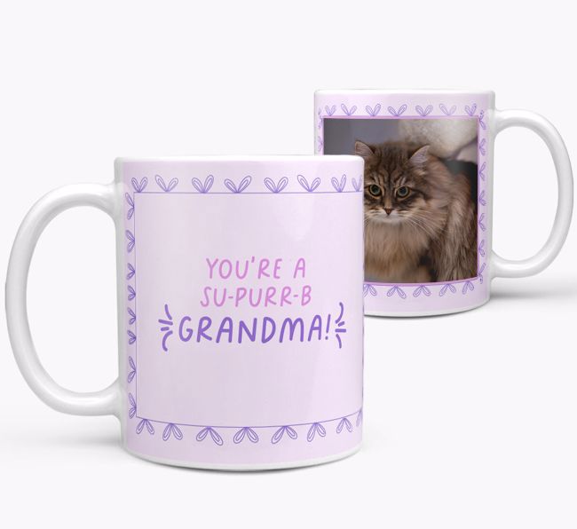 You're A Su-purr-b Grandma: Personalized {breedCommonName} Mug