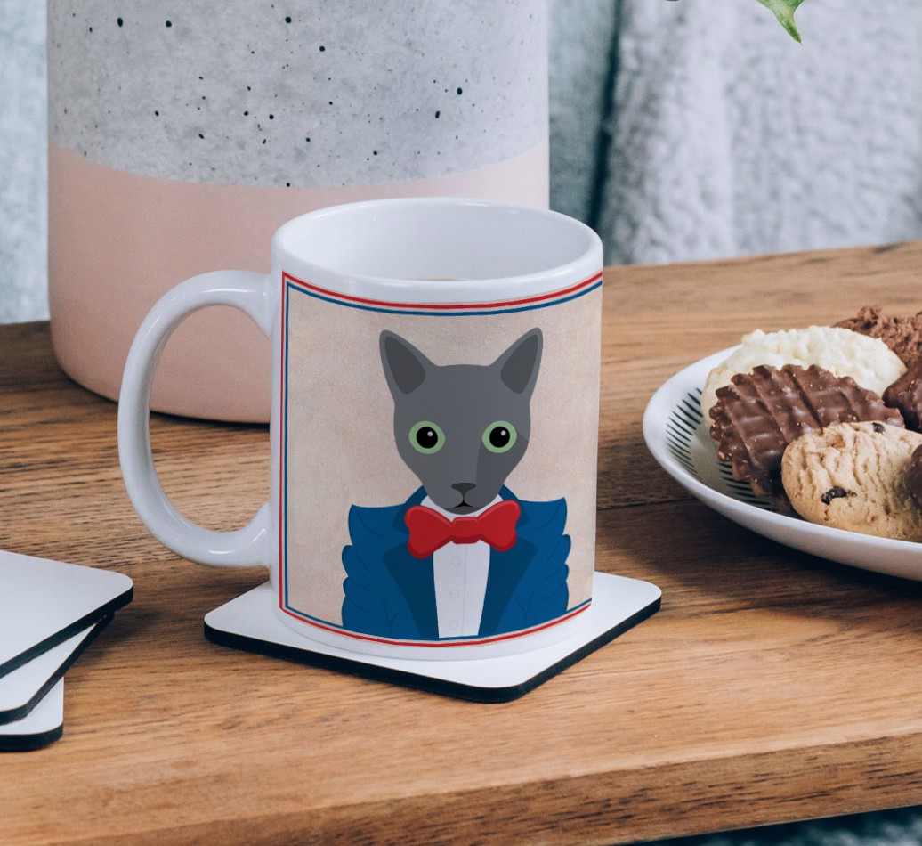 I Knead You: Personalized {breedCommonName} Mug - on a coffee table