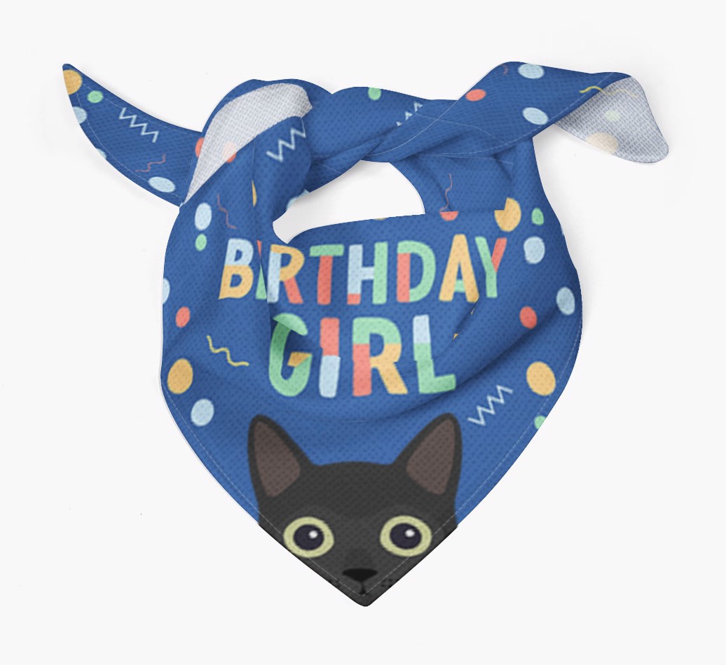 Birthday Girl: Personalised {breedCommonName} Bandana - Tied