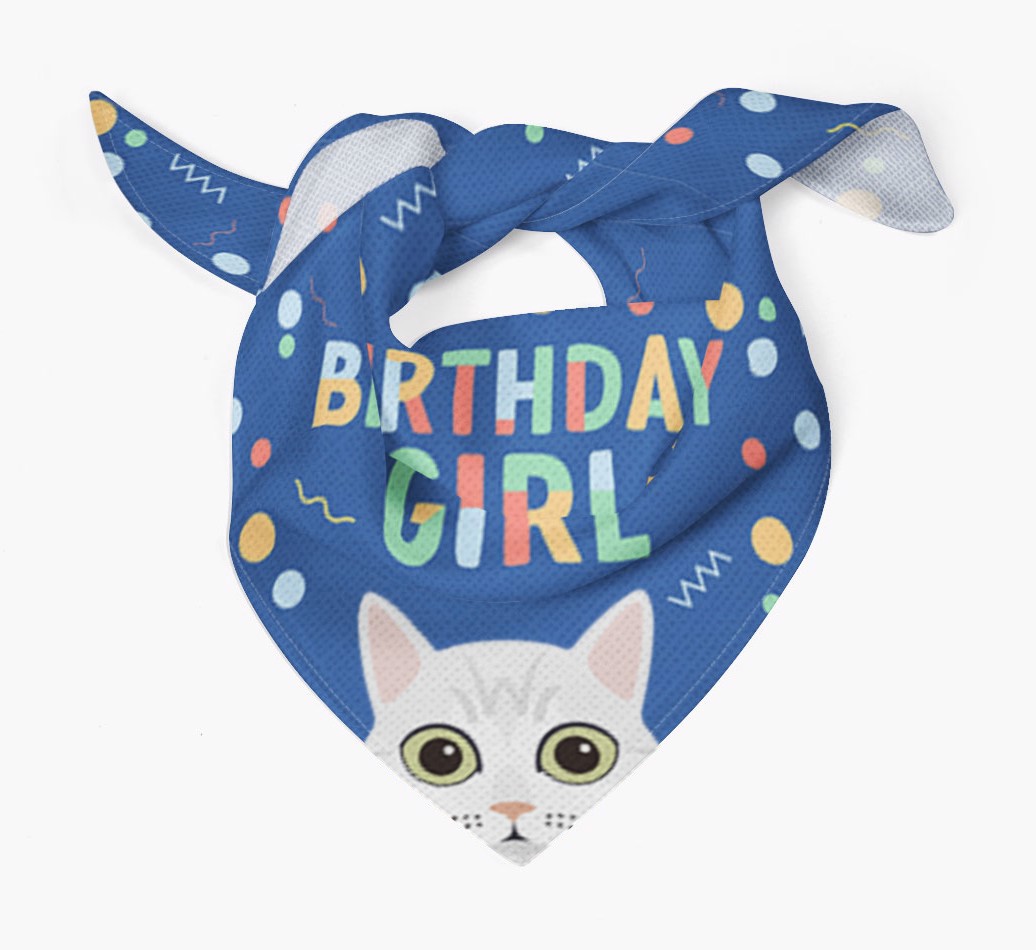 Birthday Girl: Personalised {breedCommonName} Bandana - Tied