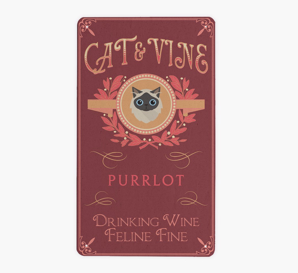Cat & Vine: Personalised {breedFullName} Metal Sign - Front view