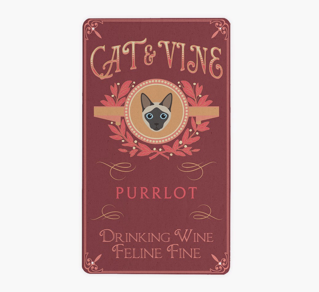 Cat & Vine: Personalized {breedFullName} Metal Sign - Front view