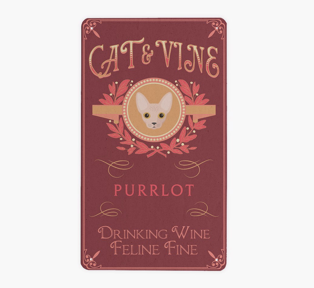 Cat & Vine: Personalised {breedFullName} Metal Sign - Front view