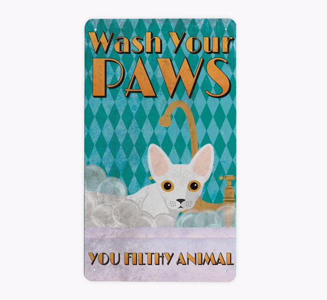 Wash Your Paws: Personalized {breedFullName} Metal Sign