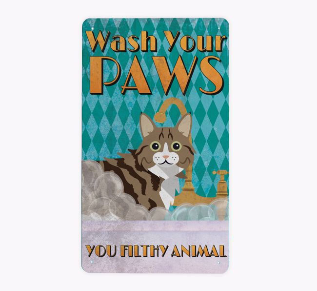 Wash Your Paws: Personalised {breedCommonName} Metal Sign