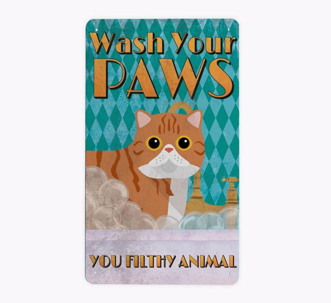 Wash Your Paws: Personalised {breedCommonName} Metal Sign